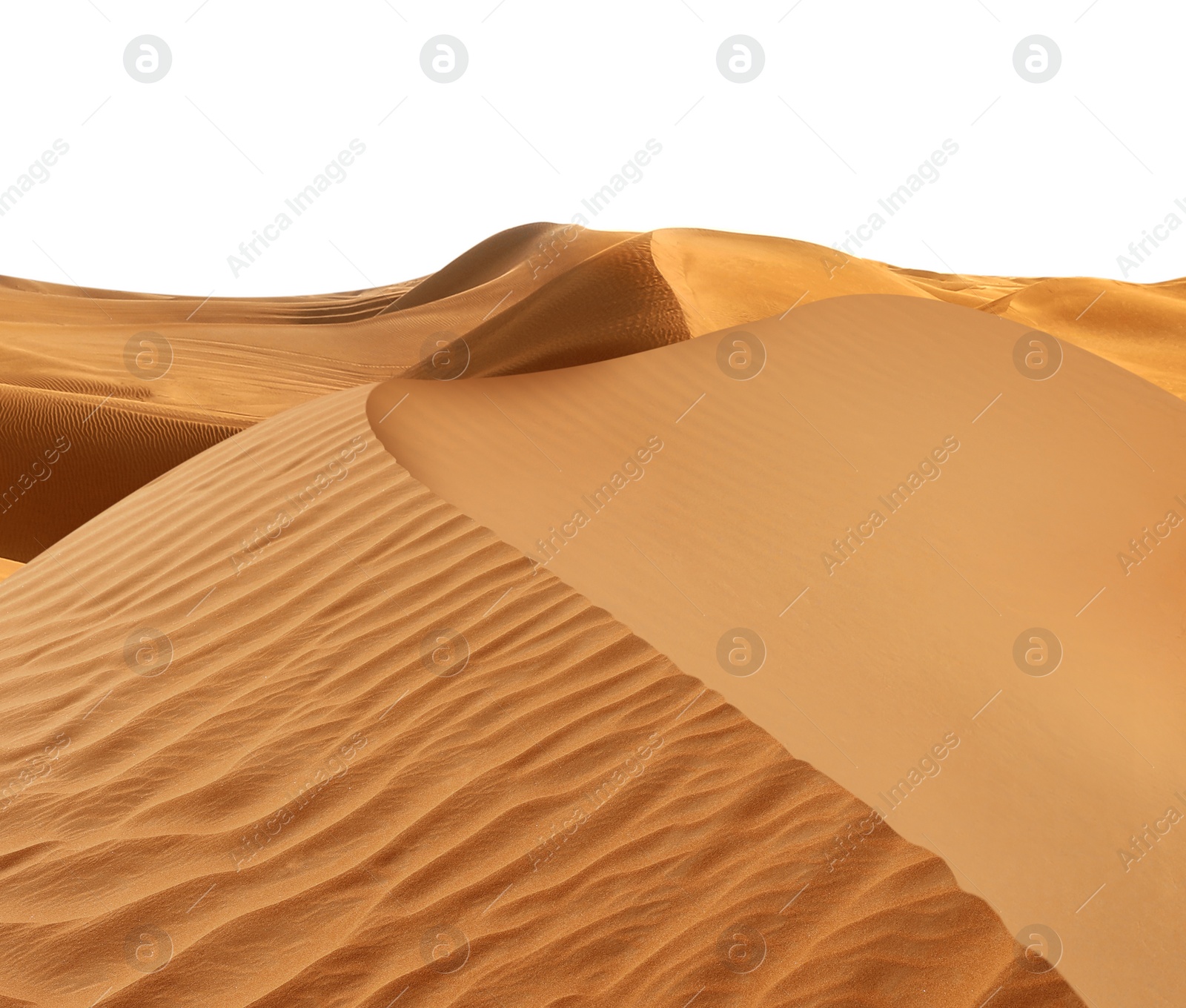 Image of Sand dunes on white background. Wild desert 