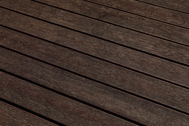 Texture of wooden terrace as background, closeup view