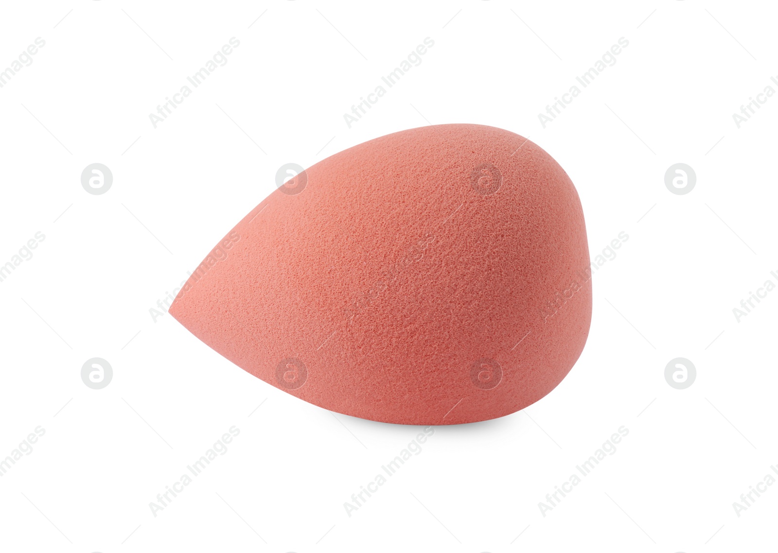 Photo of One coral makeup sponge isolated on white