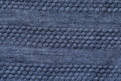 Texture of soft blue fabric as background, top view