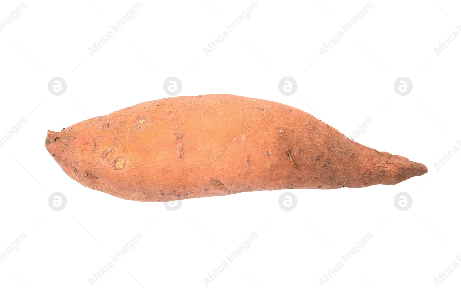 Photo of Whole ripe sweet potato isolated on white, top view