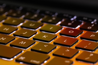 Closeup view of modern keyboard as background