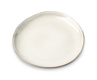 Photo of Beautiful ceramic plate isolated on white. Cooking utensil