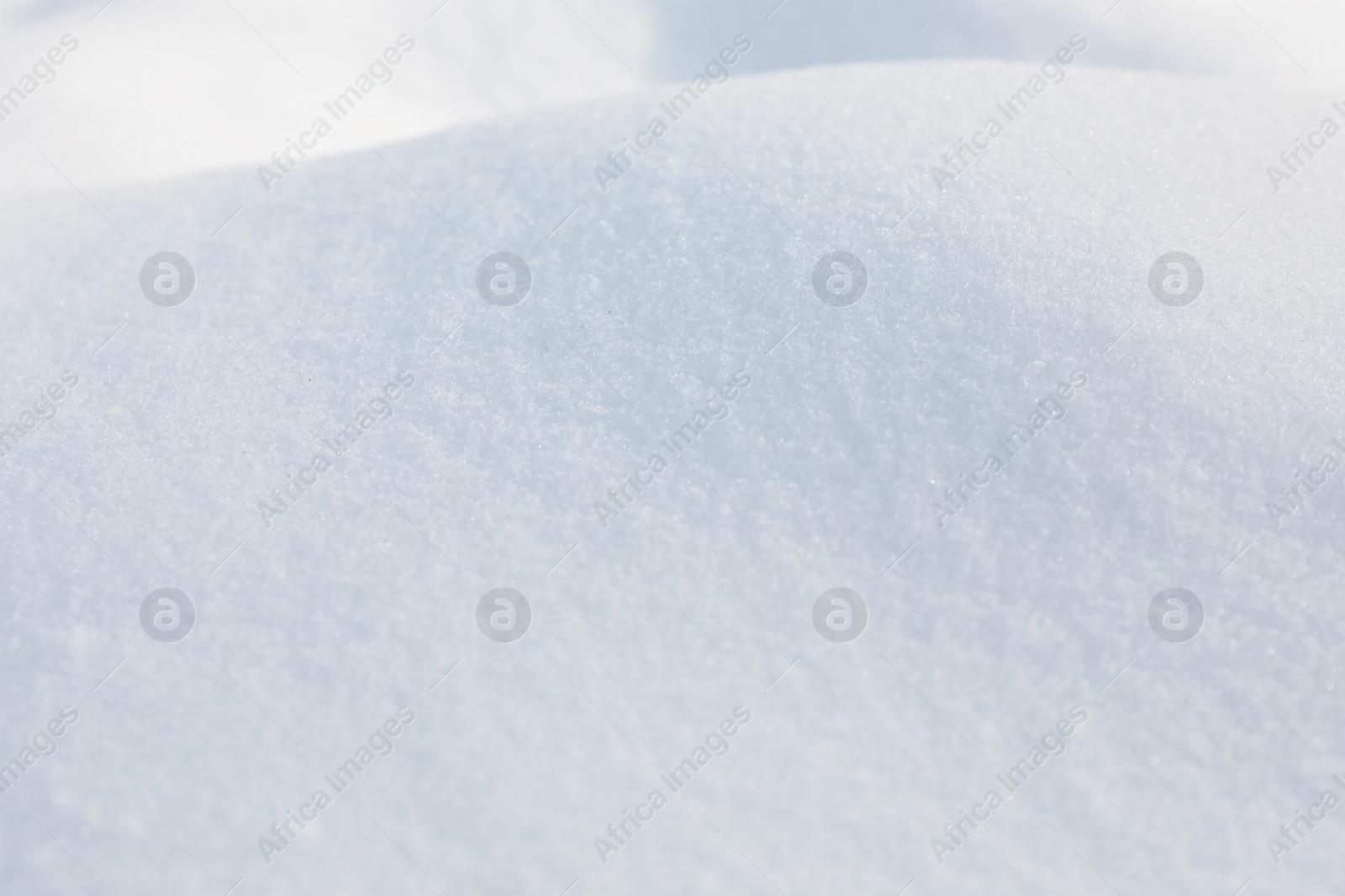 Photo of Clear white snow as background, closeup. Winter season