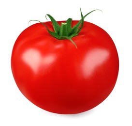 Photo of One red ripe tomato isolated on white