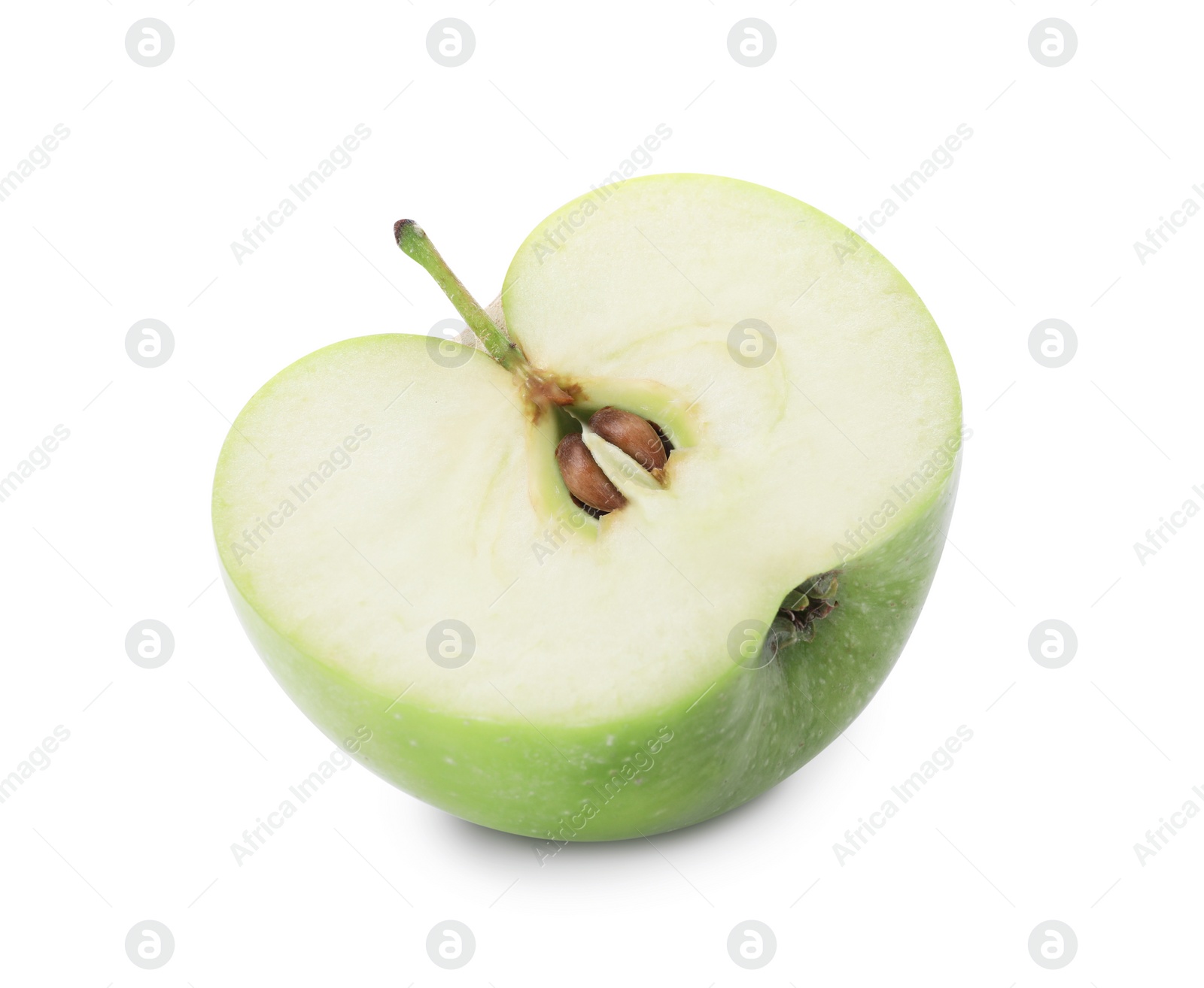 Photo of Half of juicy apple on white background