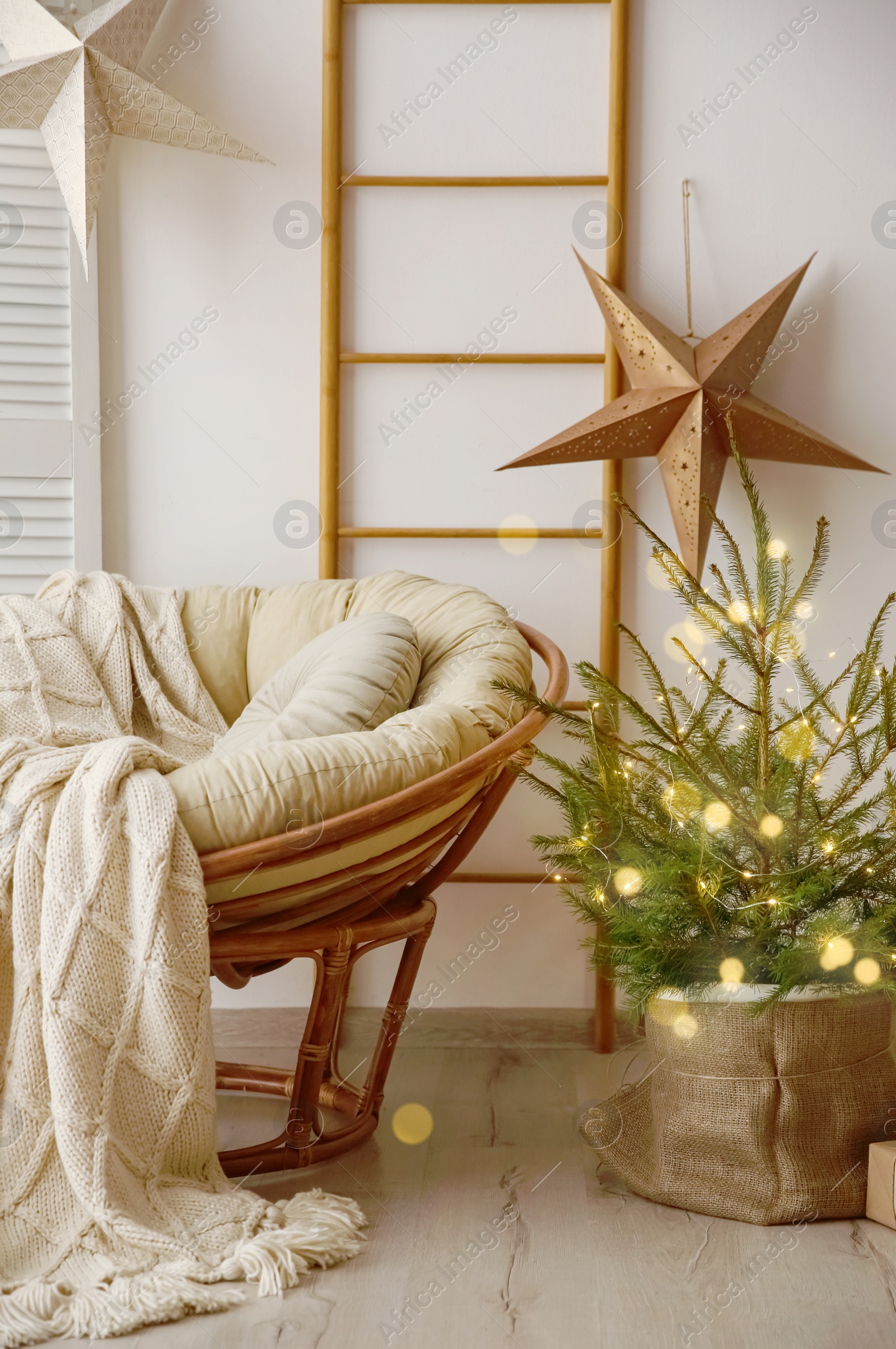 Image of Stylish room interior with elegant Christmas decor