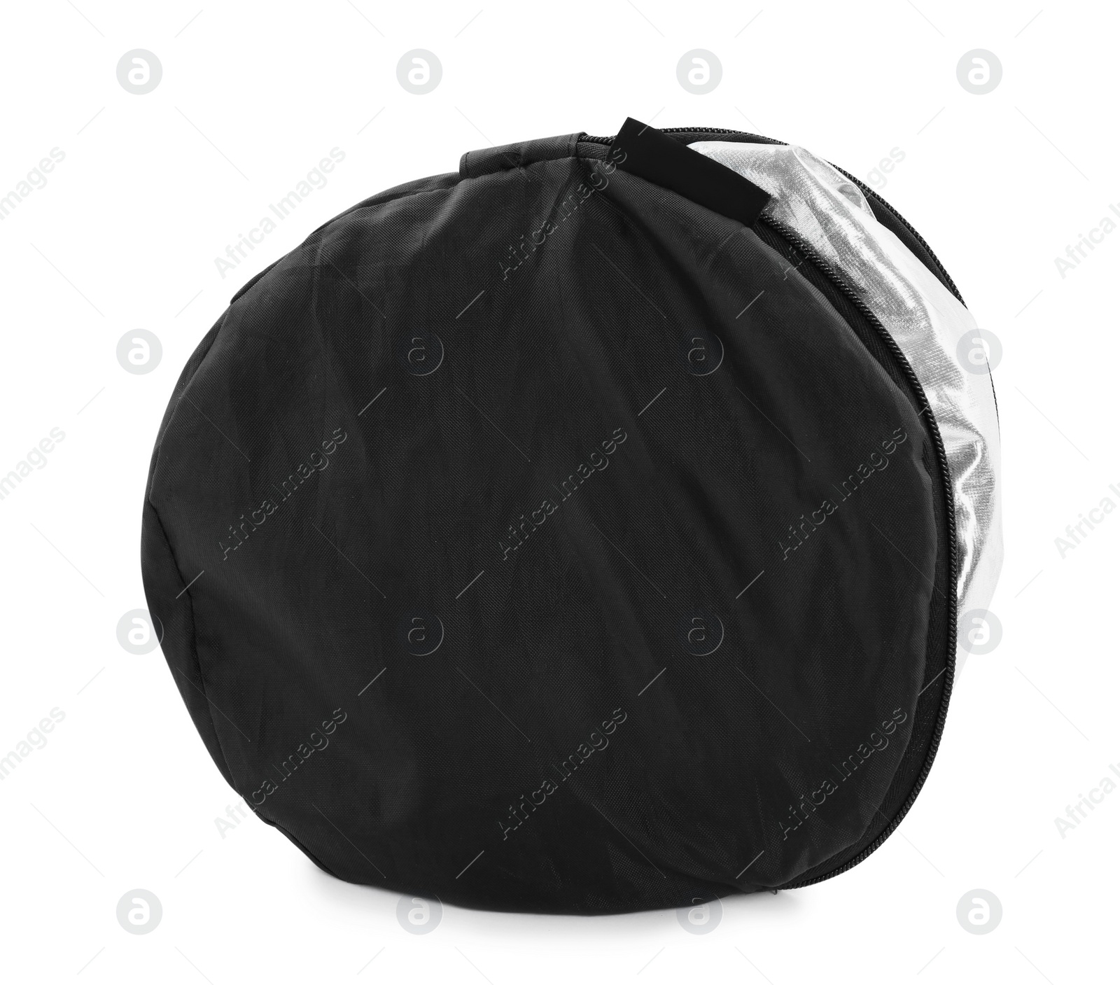 Photo of Bag with studio reflector isolated on white. Professional photographer's equipment