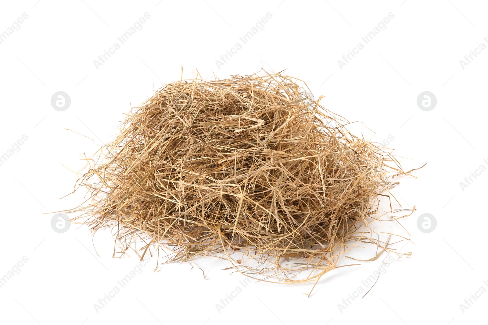 Photo of Heap of dried hay on white background