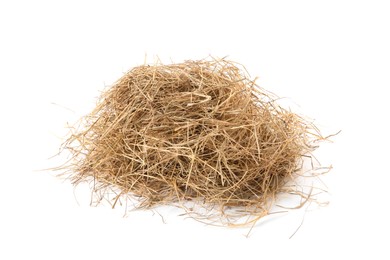 Heap of dried hay on white background