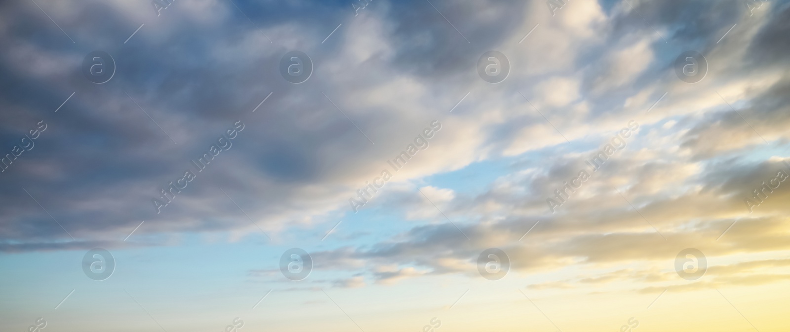 Image of Picturesque view of beautiful sky with clouds. Banner design