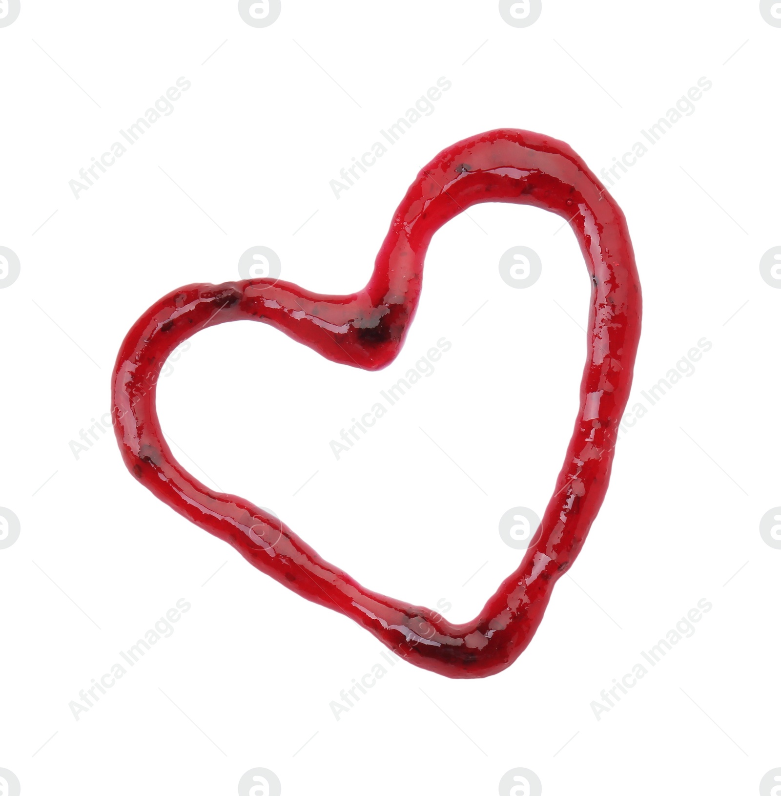 Photo of Heart made of tasty sweet jam isolated on white, top view
