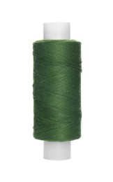 Photo of Spool of olive green sewing thread isolated on white