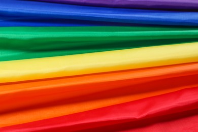 Rainbow LGBT flag as background, closeup view