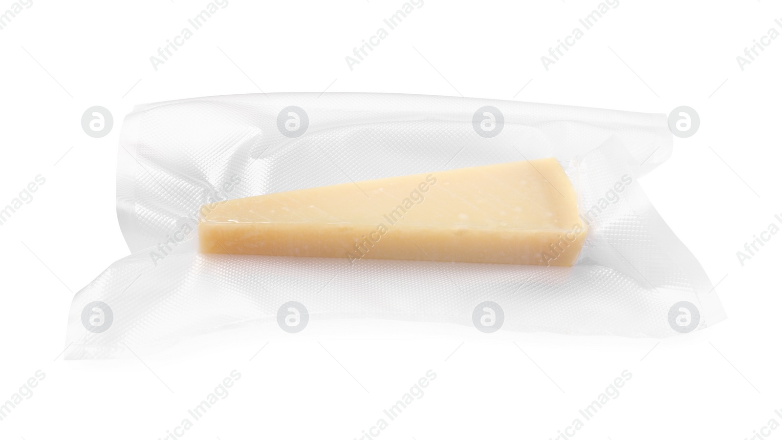 Photo of Cheese in vacuum pack isolated on white