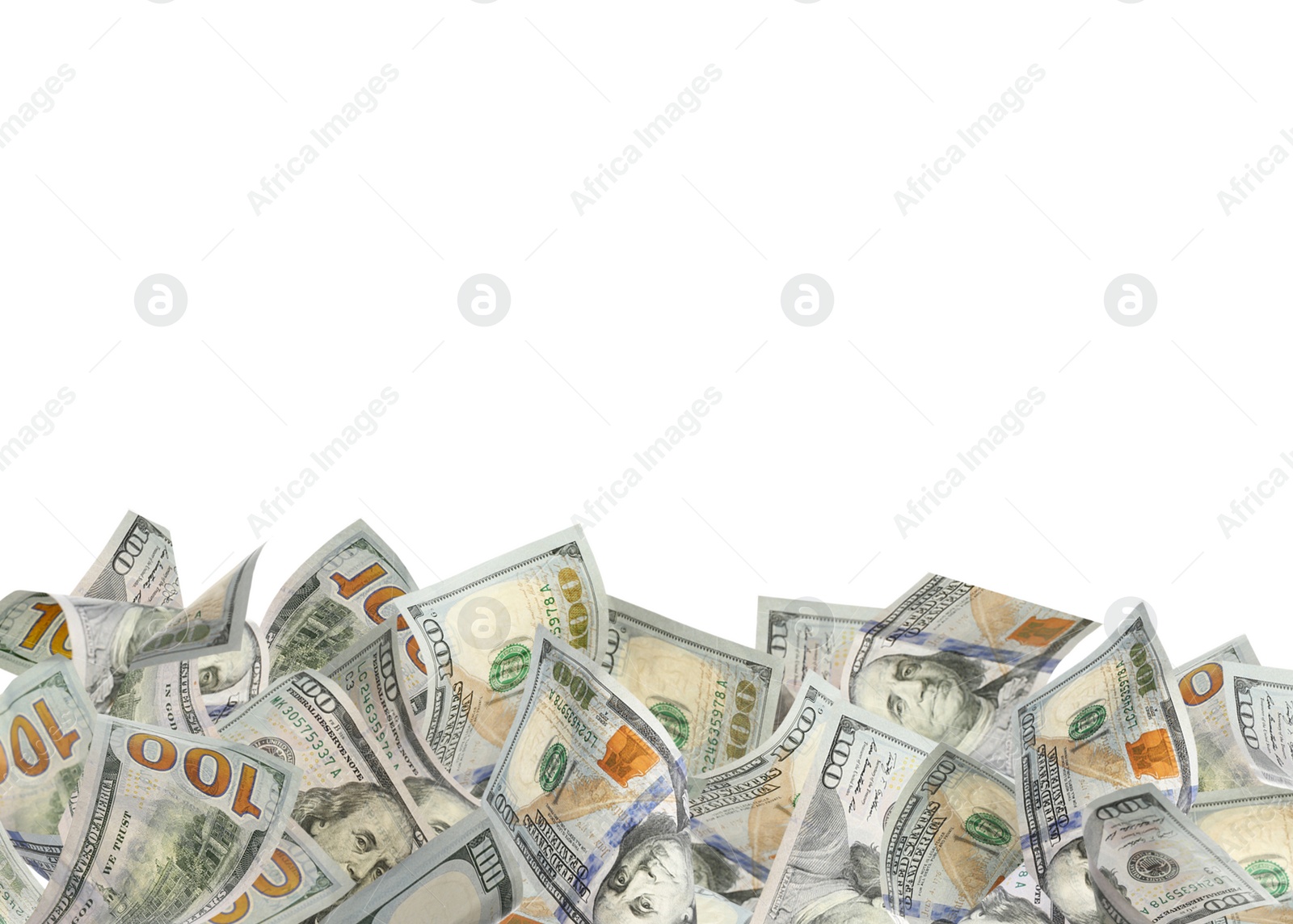 Image of Set of money on white background. Currency exchange