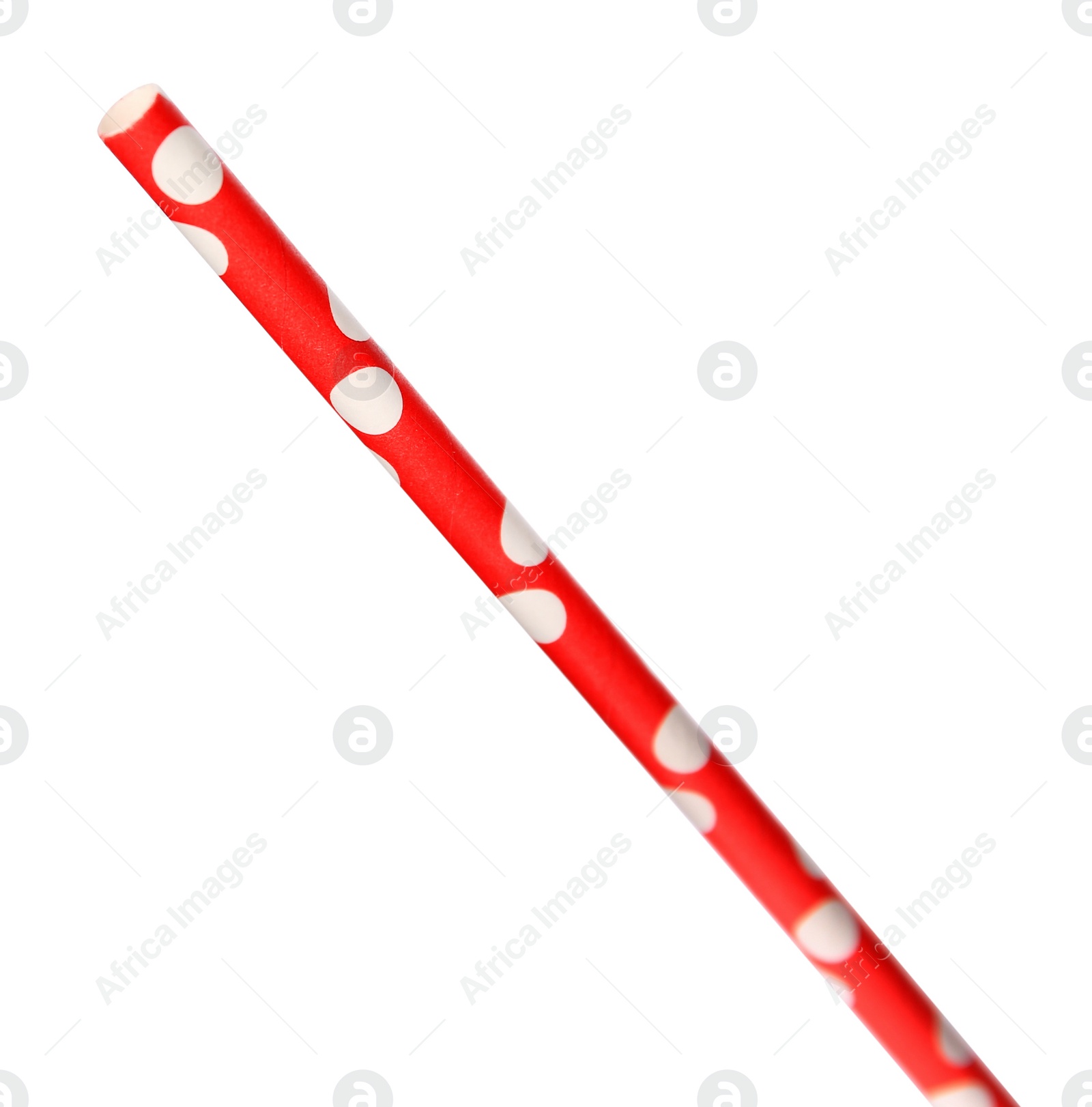 Photo of One dotted paper straw for drinking isolated on white