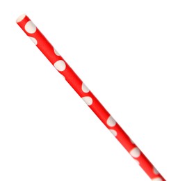 Photo of One dotted paper straw for drinking isolated on white