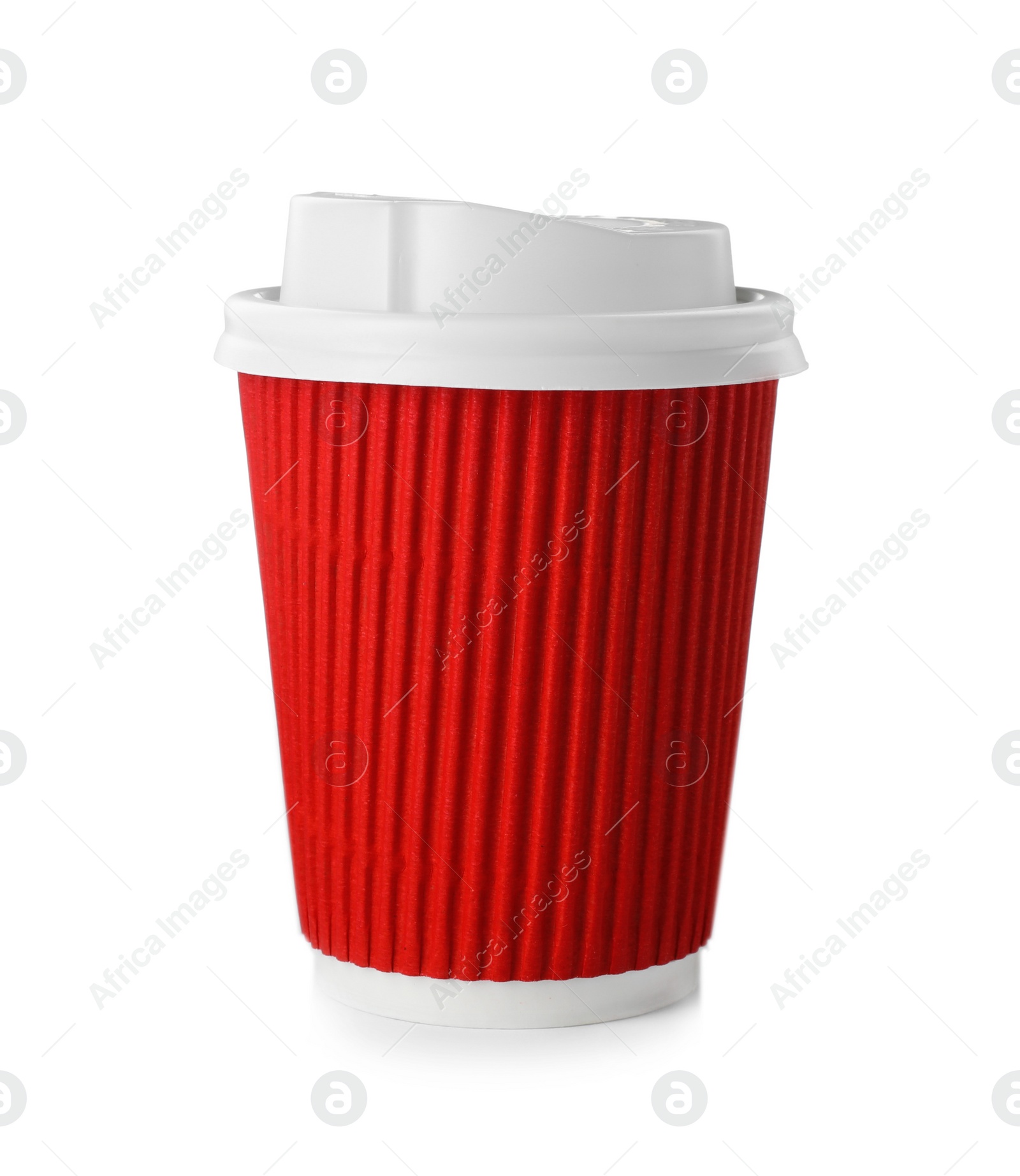 Photo of Paper coffee cup with lid isolated on white