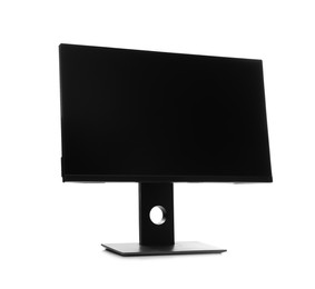 Photo of Modern computer monitor with blank screen isolated on white