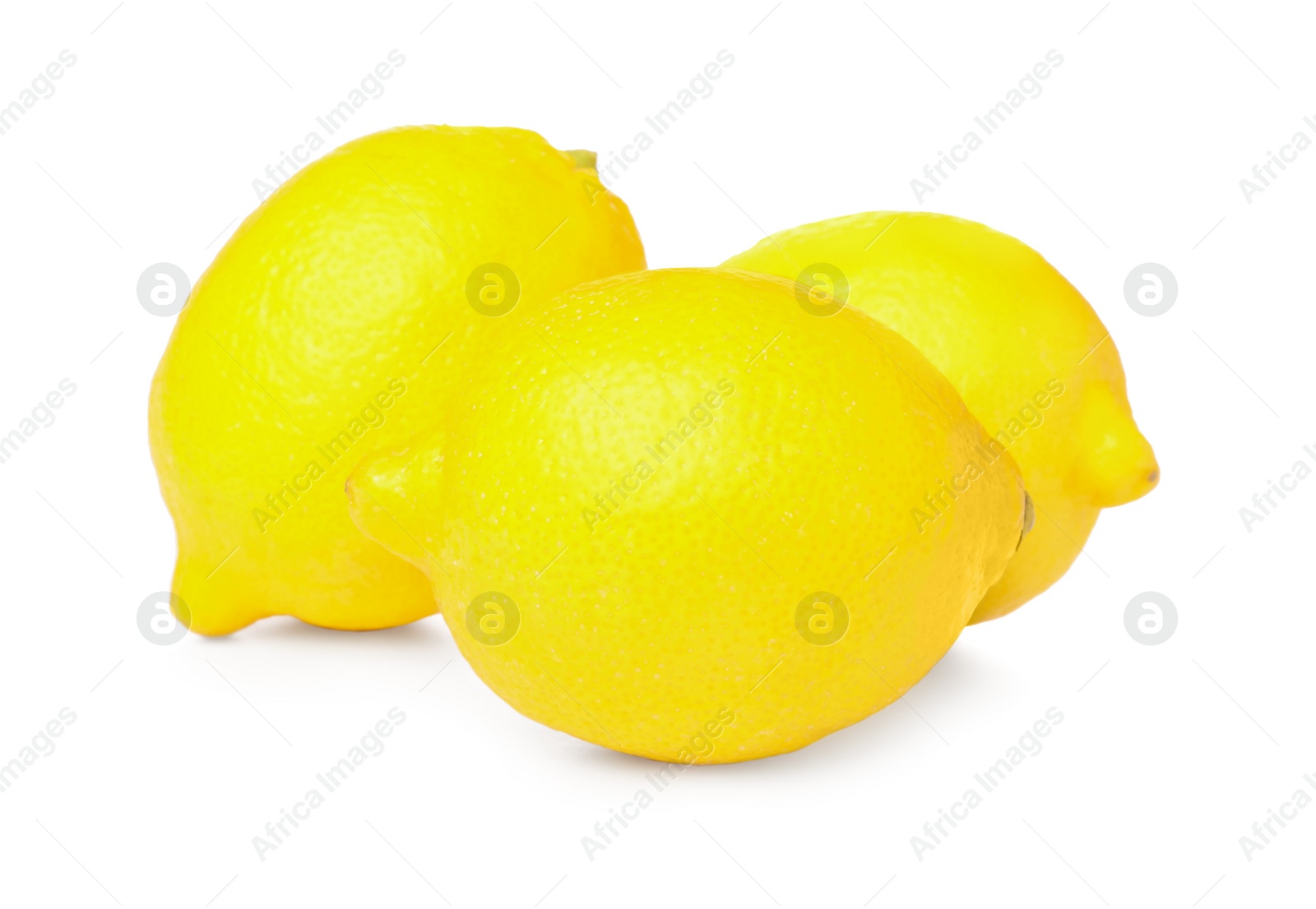 Photo of Three fresh ripe lemons isolated on white