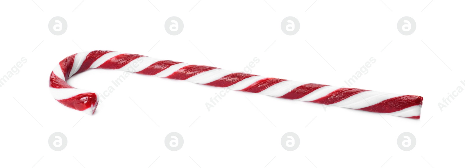 Photo of Delicious Christmas candy cane isolated on white