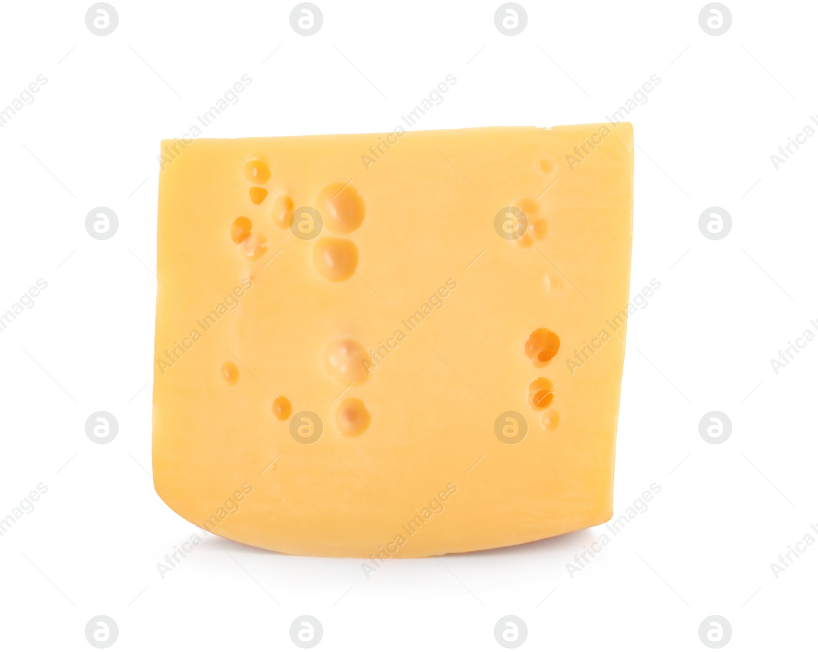 Photo of Piece of delicious cheese on white background