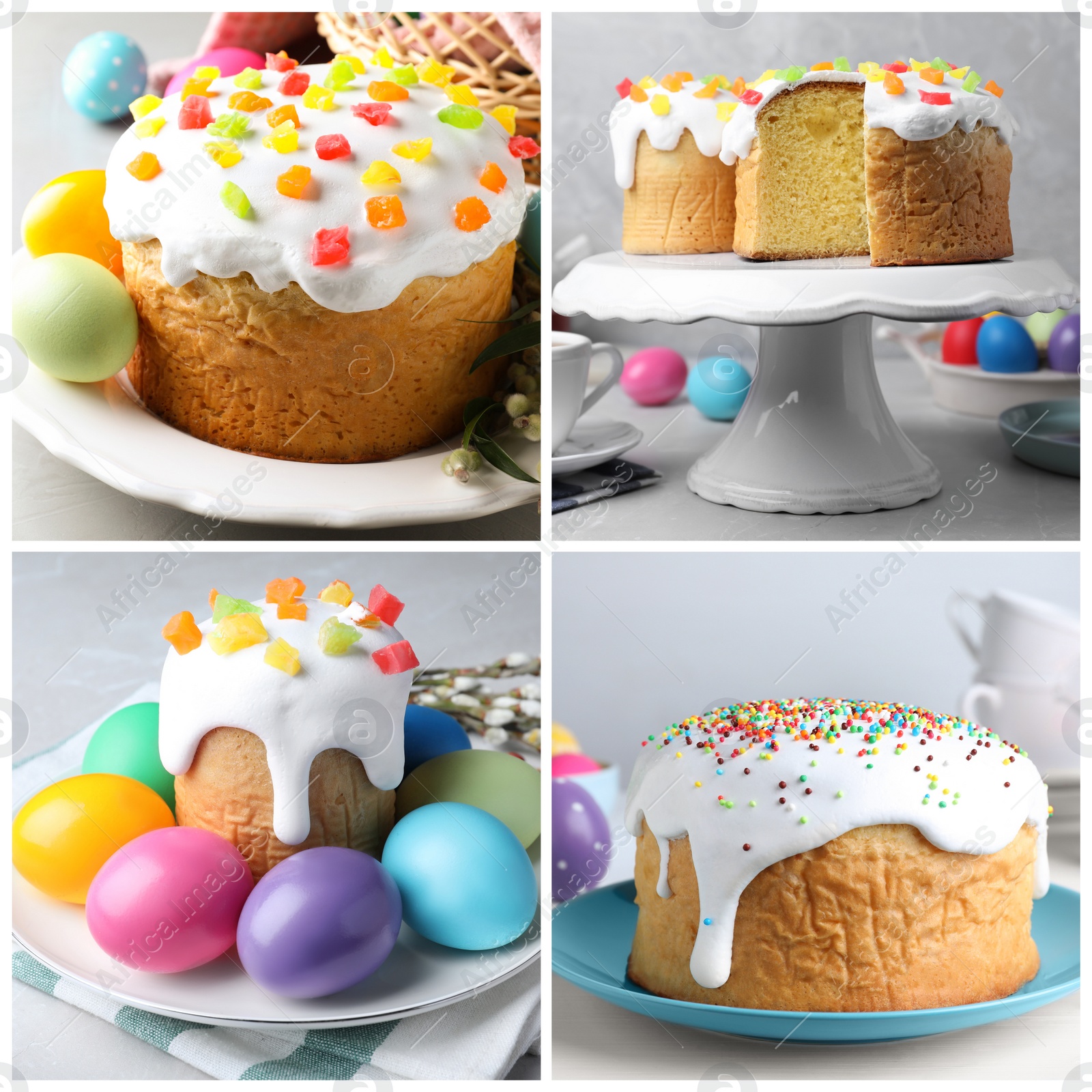 Image of Collage with photos of traditional Easter cakes