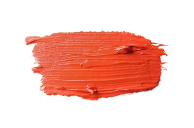 Photo of Sample of orange paint on white background
