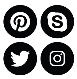 Illustration of MYKOLAIV, UKRAINE - APRIL 5, 2020: Collection of different social media apps icons, black and white