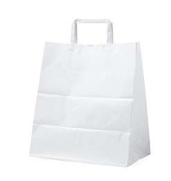 Photo of Empty shopping paper bag isolated on white