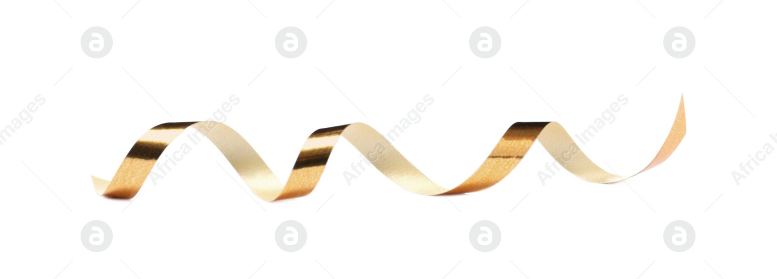 Photo of Shiny serpentine streamer isolated on white. Festive decor