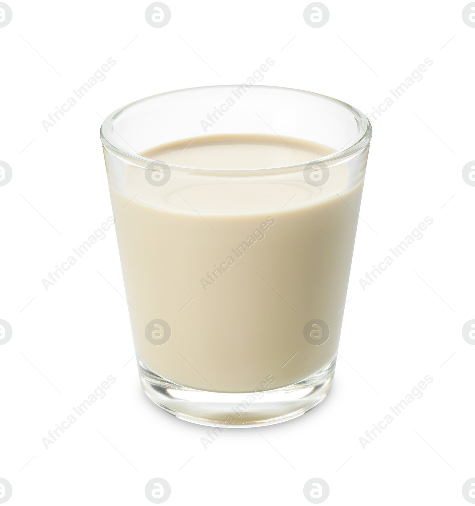 Photo of Glass of coffee cream liqueur isolated on white