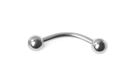 Photo of Piercing jewelry. Curved barbell isolated on white