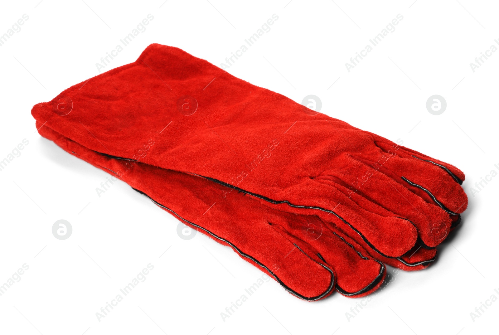 Photo of Protective gloves isolated on white. Construction tools