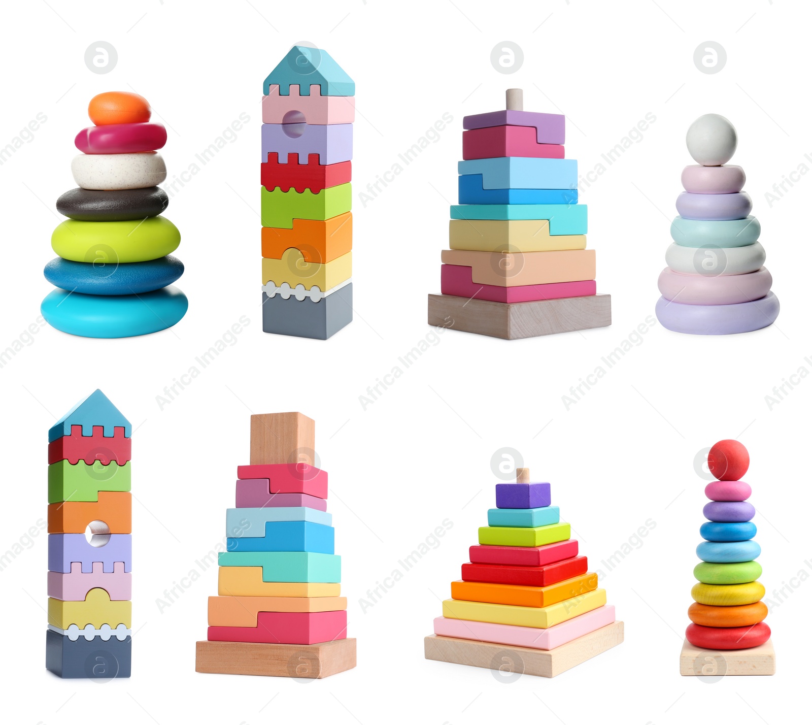 Image of Set with different toys isolated on white