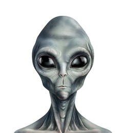Alien isolated on white, illustration. Extraterrestrial life