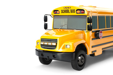 Image of Yellow school bus isolated on white. Transport for students