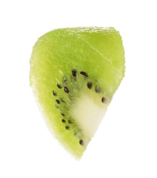 Photo of Cut fresh juicy kiwi on white background