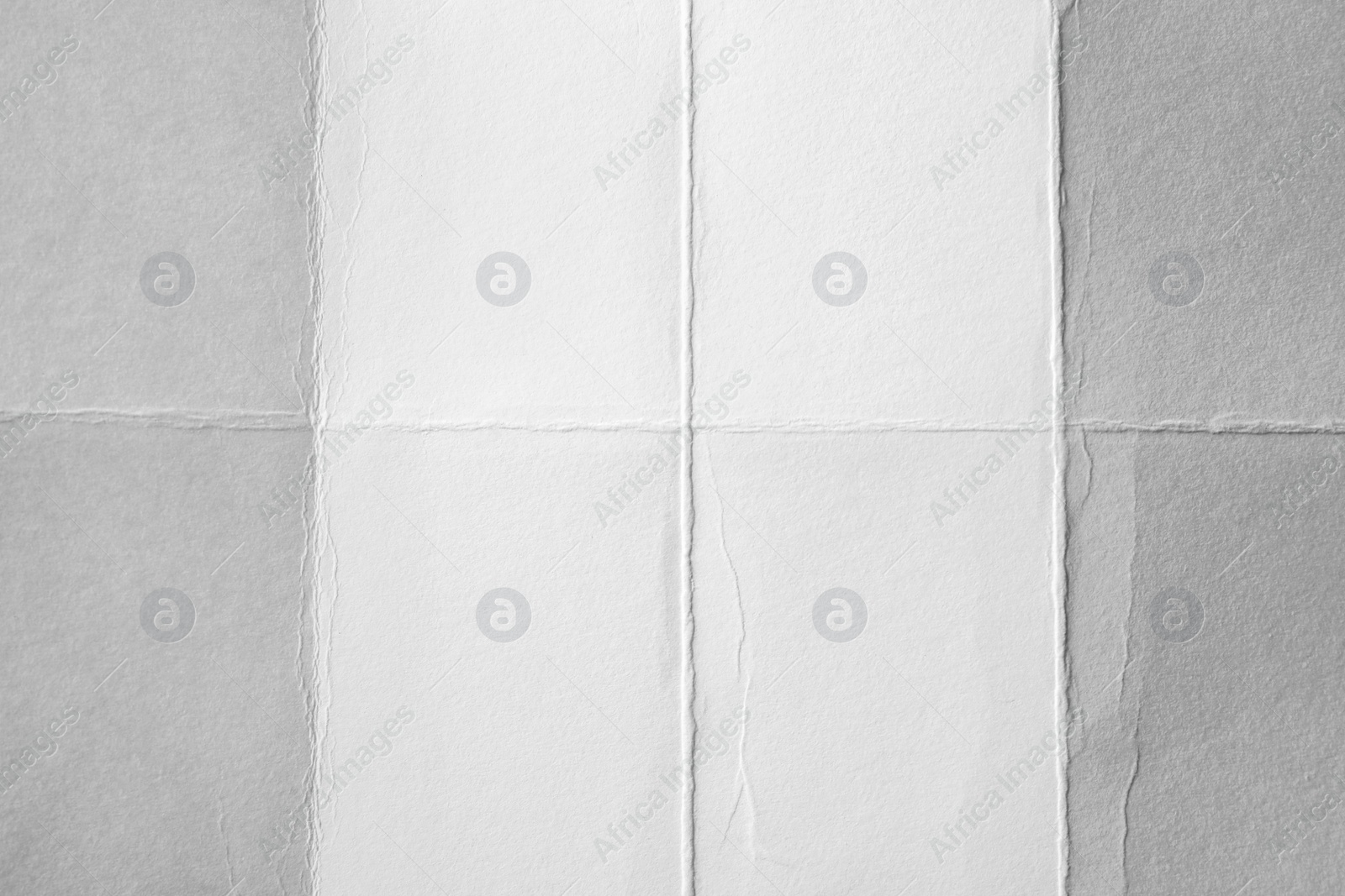 Photo of Blank white paper sheet with creases as background, closeup