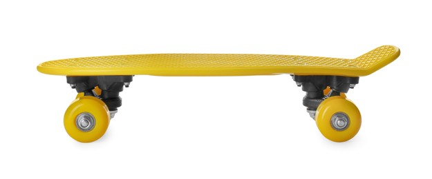 Yellow skateboard isolated on white. Sport equipment