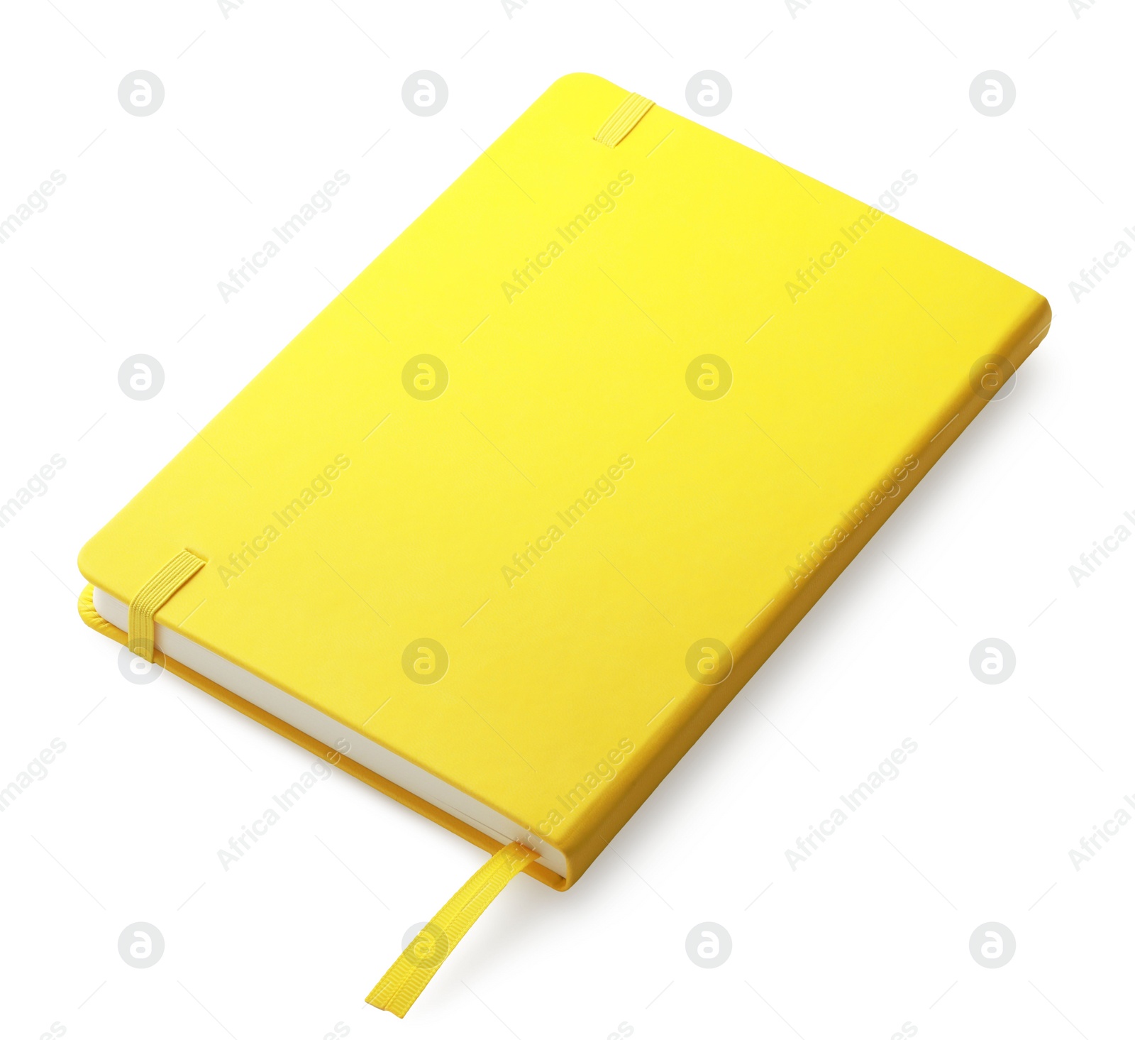 Photo of Closed yellow office notebook isolated on white