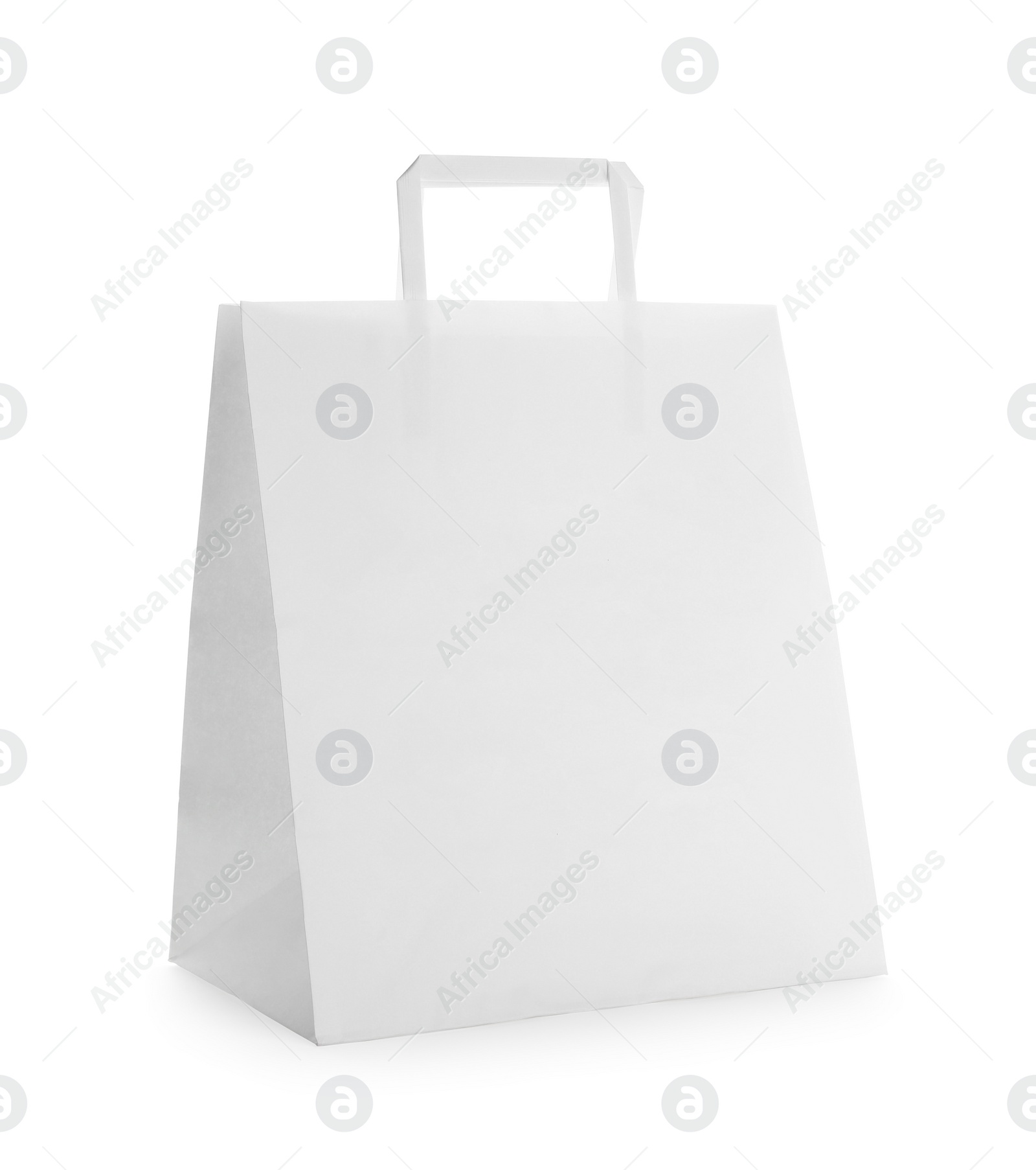 Photo of Blank paper bag on white background. Space for design