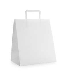 Photo of Blank paper bag on white background. Space for design