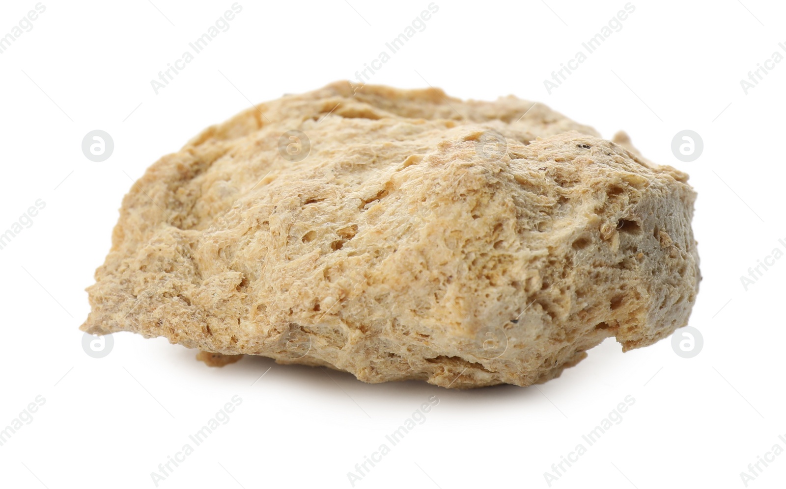 Photo of One dehydrated soy meat chunk isolated on white