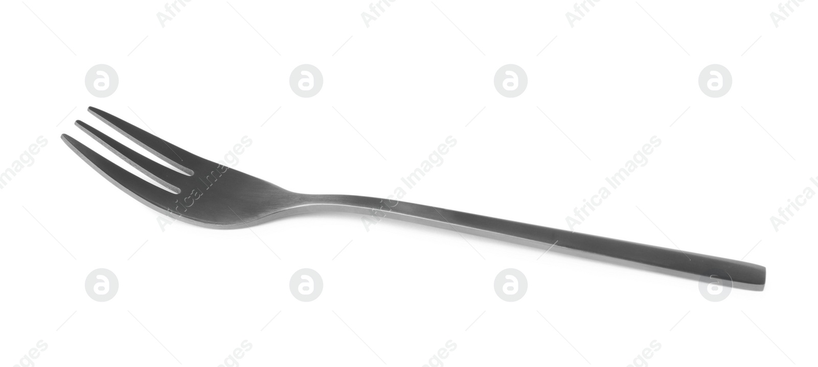 Photo of Clean shiny metal fork isolated on white