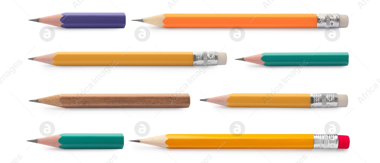 Image of Different graphite pencils isolated on white, set