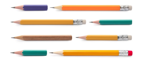 Image of Different graphite pencils isolated on white, set