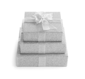 Photo of Beautiful gift boxes on white background