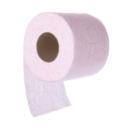 Roll of toilet paper on white background. Personal hygiene